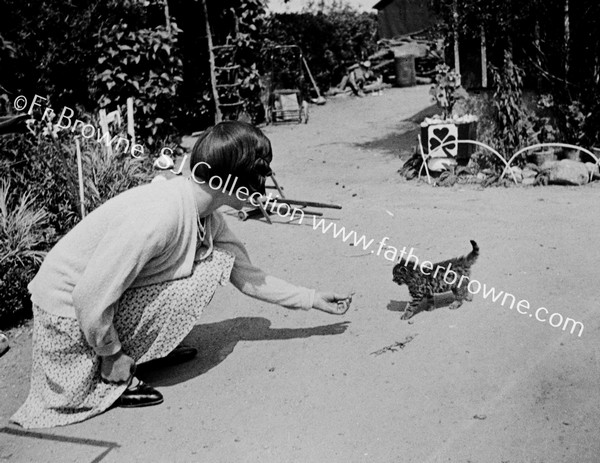 LADY FEEDING KITTEN